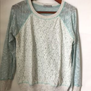 Olivia Moon Lightweight Blue Sweater with Lace